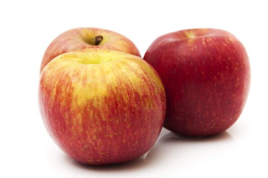 red and yellow apples on a white background 