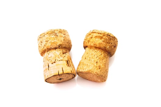 corks on a white background