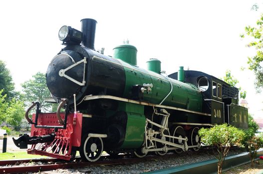Preserved steam locomotive of a train in Chiang Mai, Thailand