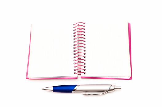 notepad with pen on a white background