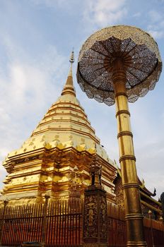 Landmark of an Ancient wat in Chiang Mai, Thailand