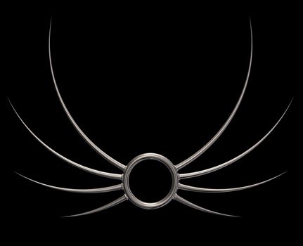 metal ring with prickles on black background - 3d illustration