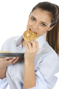 Woman Eating Toasted Crumpet