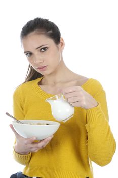 Woman Holding a Bowl of Breakfast Cereals