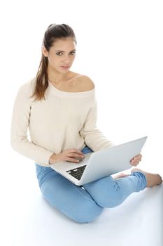 Woman Using Laptop Computer