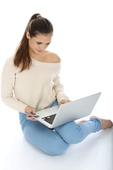 Woman Using Laptop Computer