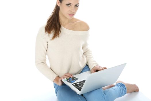 Woman Using Laptop Computer