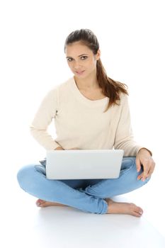 Woman Using Laptop Computer