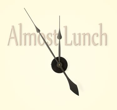 Clock hands pointing to almost lunch