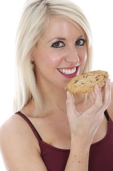 Woman Eating Chocolate Chip Cookie