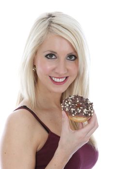 Woman Holding Chocolate Donut