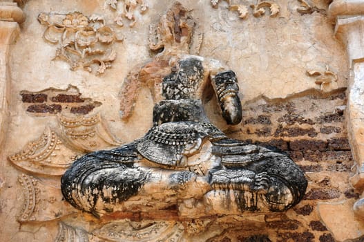 Ancient wat ruins of Buddha sculpture in Chiang Mai,Thailand