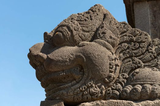 Architecture detail on a corner of Prambanan hindu temple, Indonesia, Java island, Yogyakarta 