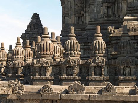 Rich decorated wall of Prambanan temple, Indonesia, Java, Yogyakarta 
