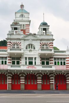 SINGAPORE - SEP 09: Central fire station front side on Sep 09, 2012 in Singapore. It is national monument of Singapore. 