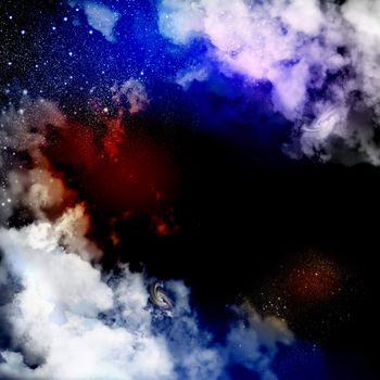 Cosmic clouds of mist on bright colorful backgrounds