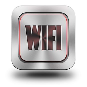 WIFI, aluminum, steel, chromium, glossy, icon, button, sign, icons, buttons, crazy colors