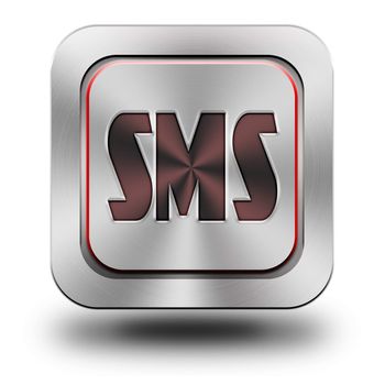 SMS, aluminum, steel, chromium, glossy, icon, button, sign, icons, buttons, crazy colors