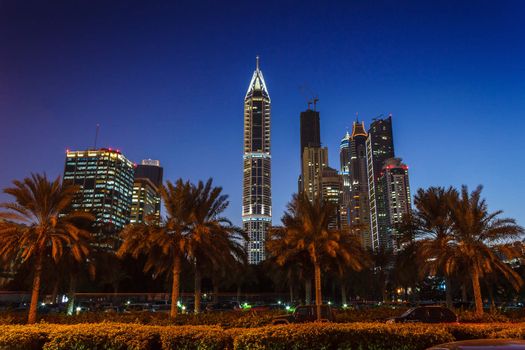 DUBAI, UAE - NOVEMBER 18: Nightlife in Dubai. UAE. November 18, 2012. Dubai was the fastest developing city in the world between 2002 and 2008.