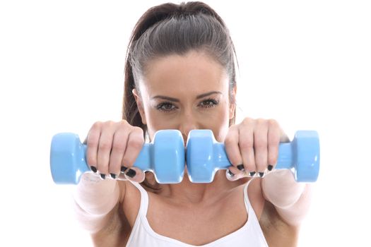 Model Released. Young Woman Exercising with Weights