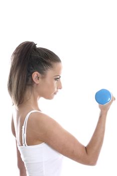 Model Released. Young Woman Exercising with Weights