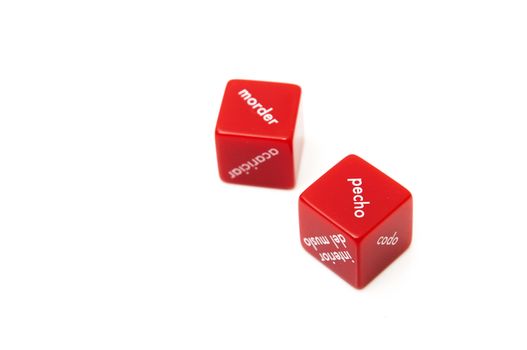 Love dice on a white background