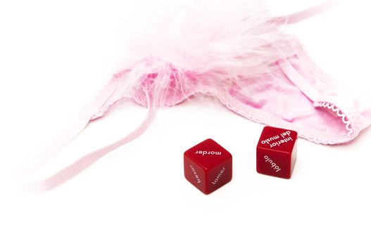 lingerie love dice on a white background