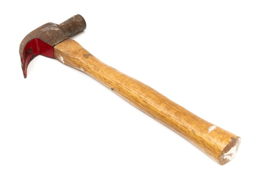 wooden hammer on a white background