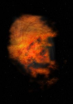 Far being shone nebula and star field against space