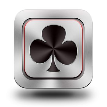 Playing Card, trefl, , brushed aluminum or stainless steel, glossy icon, button, sign