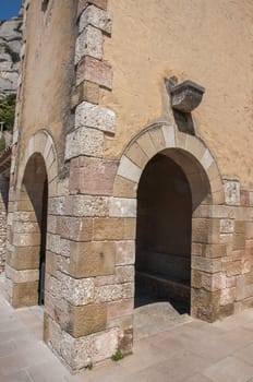 stone architecture and large doors