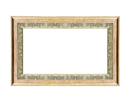 Empty wooden vintage frame isolated on white background