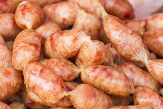 Home made pork salami sausage at street market
