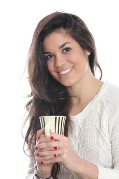 Model Released. Young Woman Drinking Tea