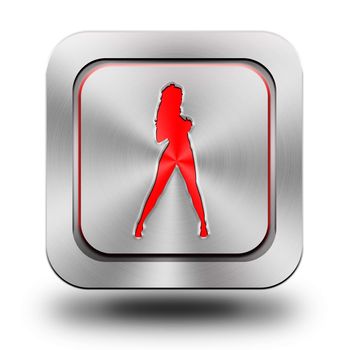 Fitness silhouettes, brushed aluminum or stainless steel, glossy icon, button