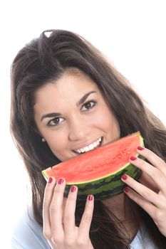 Model Released. Young Woman Eating Water Melon