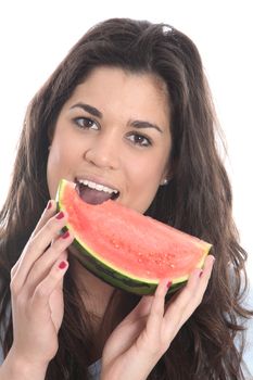 Model Released. Young Woman Eating Water Melon