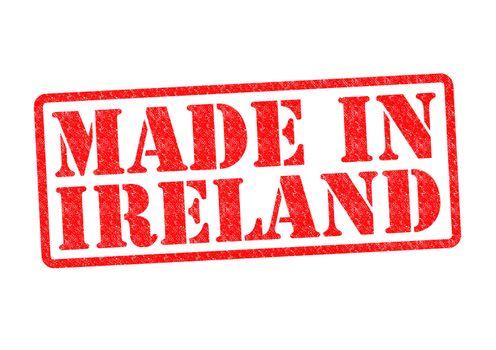 MADE IN IRELAND Rubber Stamp over a white background.