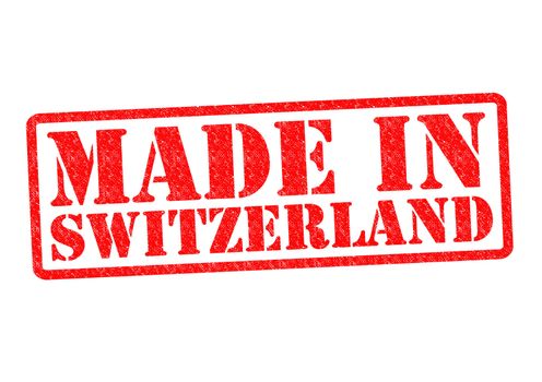 MADE IN SWITZERLAND Rubber Stamp over a white background.