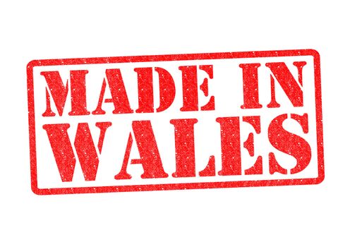 MADE IN WALES Rubber Stamp over a white background.