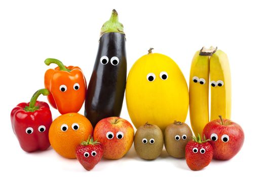 Various Fruit and Vegetables "posing" in front of the camera.