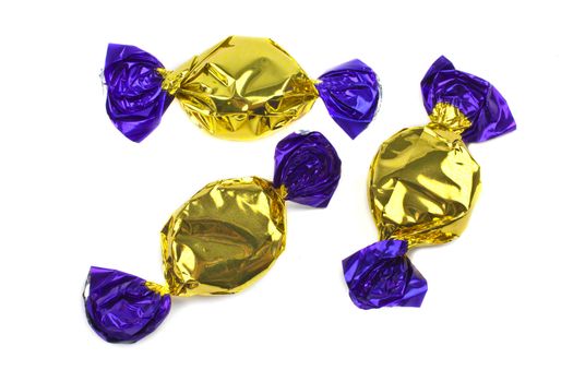 Wrapped Sweets over a white background.