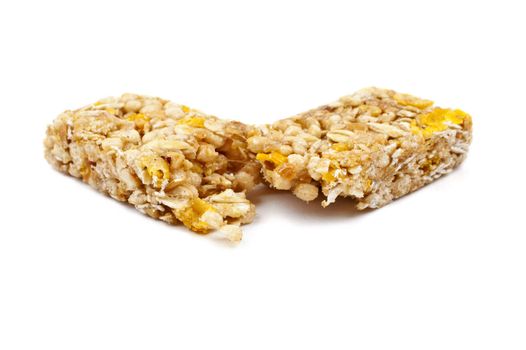 A cereal bar over a white background.