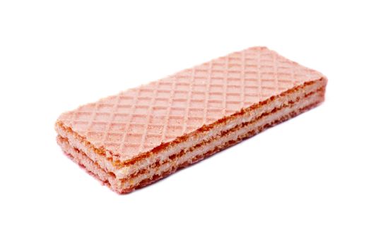 Pink Wafer snack over a white background.