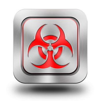 Biohazard aluminum or steel glossy icon, button, sign