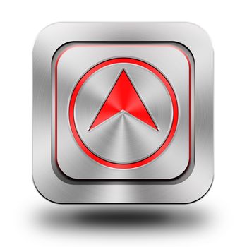 Arrow up aluminum or steel glossy icon, button, sign