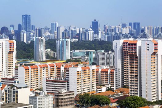 High angle view of a cluster of colourful flats in residential District- Singapore