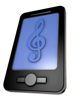 smartphone with clef on display - 3d illustration