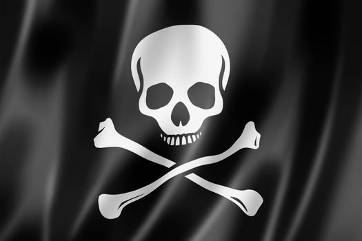 Pirate flag, Jolly Roger, three dimensional render, satin texture