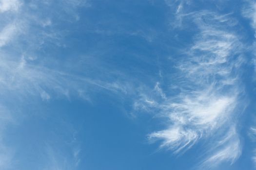 Heaven. Cloudscape of light white clouds and blue sky in warm day